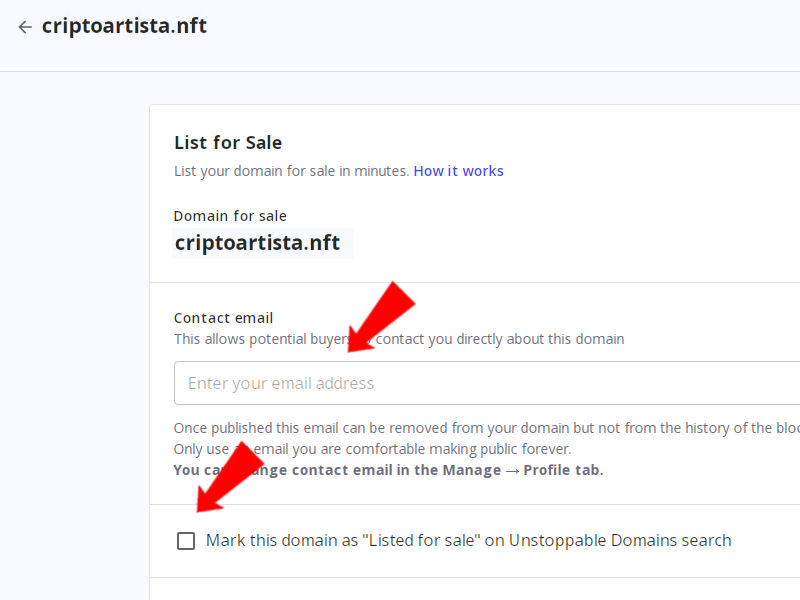 Como indicar que tu dominio web 3 está a la venta en Unstoppable Domains